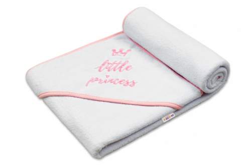 Baby Nellys  Dětská termoosuška s kapucí 100 x 100 cm Princess Bílá/růžová