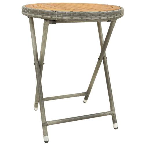 VIDA Čajový stolek šedý 60 cm polyratan a masivní akácie