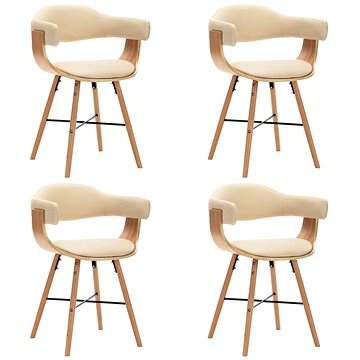 SHUMEE Jídelní židle 4 ks krémové umělá kůže a ohýbané dřevo