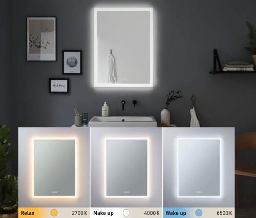 PAULMANN HomeSpa LED zrcadlo s osvětlením Mirra hranaté IP44 zrcadlo/bílá 22W WhiteSwitch