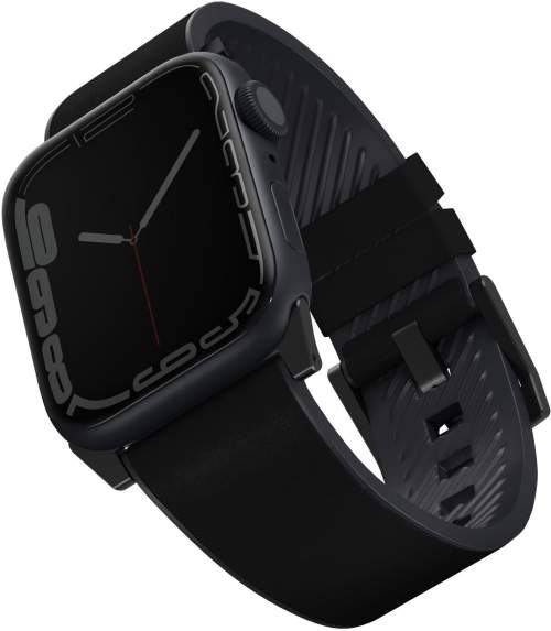 UNIQ Straden voděodolný kožený řemínek Apple Watch 45/44/42mm černý
