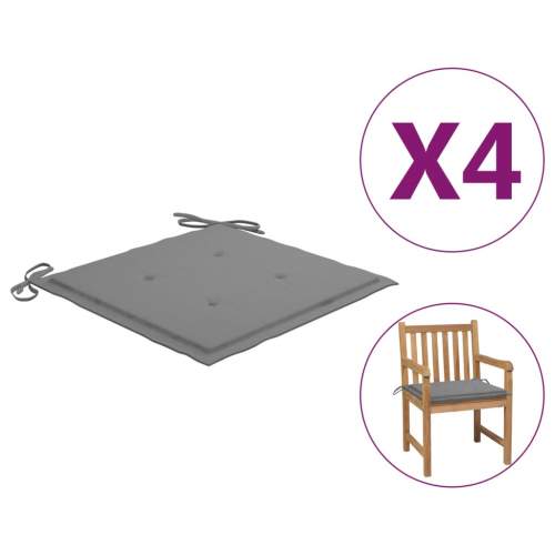 Podušky na zahradní židle 4 ks šedé 50 × 50 × 4 cm textil