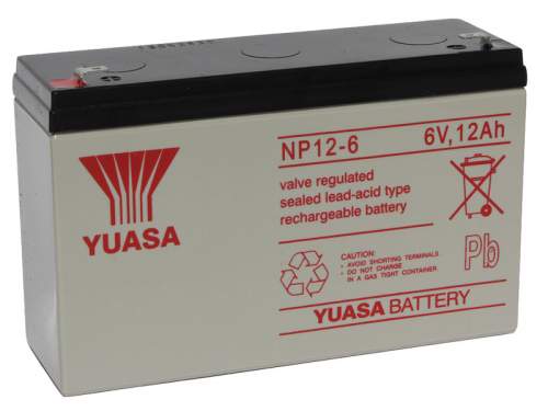 YUASA 6V 12Ah bezúdržbová olověná baterie NP12-6
