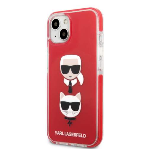Karl Lagerfeld and Choupette Heads Kryt pro iPhone 13 mini Red