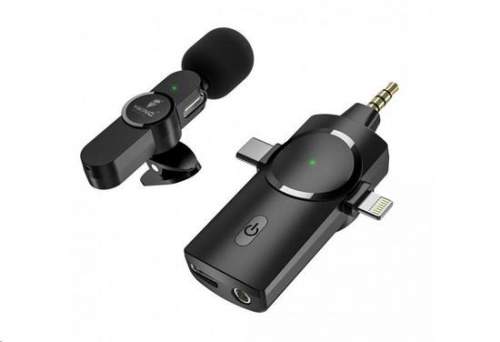 Viking bezdrátový mikrofon s klipem M360, konektor USB-C / Lightning / 3,5 mm jack VM3603IN1