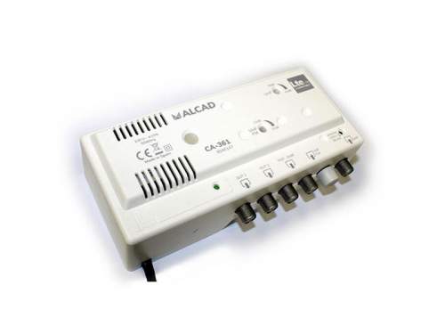 ALCAD Anténní zesilovač CA-361, 1xUHF+1xFM/VHF BIII, 2x výstup, filtr 5G, domovní