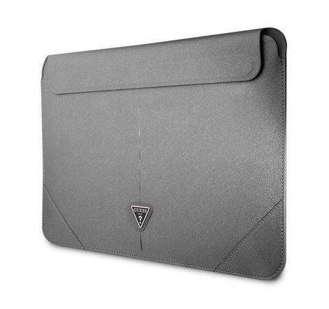 Guess Saffiano Triangle Metal Logo Computer Sleeve 16" Silver