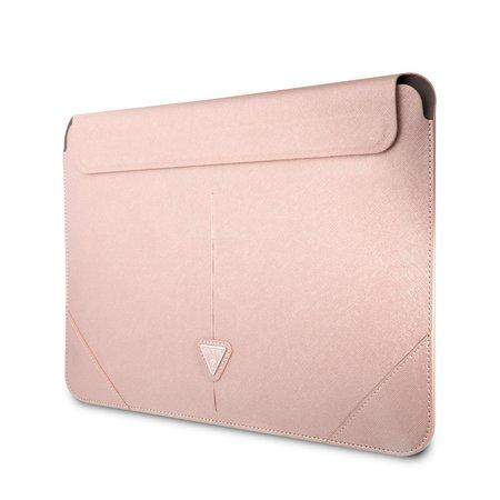 Guess Saffiano Triangle Metal Logo Computer Sleeve 16" Pink