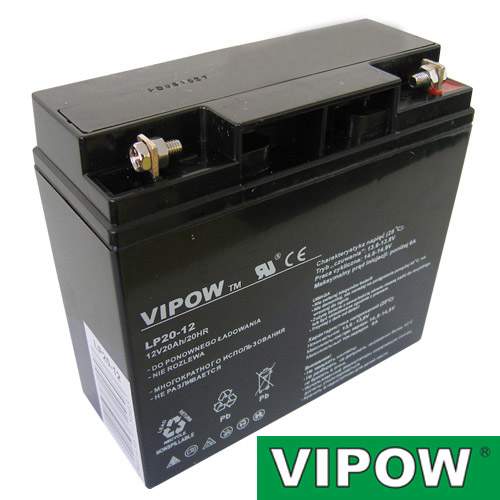 VIPOW Baterie olověná 12V / 20Ah bezúdržbový akumulátor