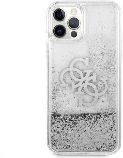 Guess TPU Big 4G Liquid Glitter Silver pro Apple iPhone 12 Pro Max Transparent (3700740504734)