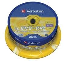 Verbatim DVD+RW 4,7GB 4x, spindle, 25ks