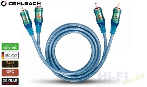 Oehlbach Cinch audio kabel  92020, 1.00 m, transparentní modrá