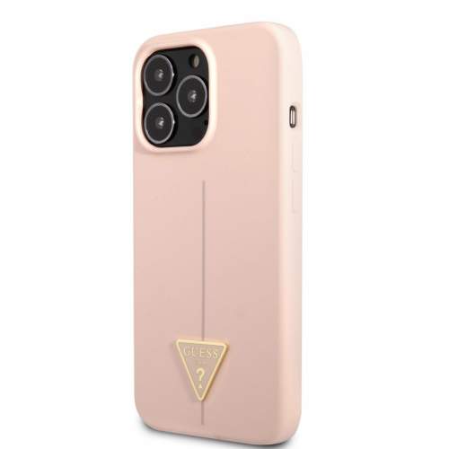 Guess Silicone Line Triangle Zadní Kryt pro iPhone 13 Pro Pink