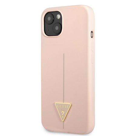 Guess Silicone Line Triangle Zadní Kryt pro iPhone 13 Pink