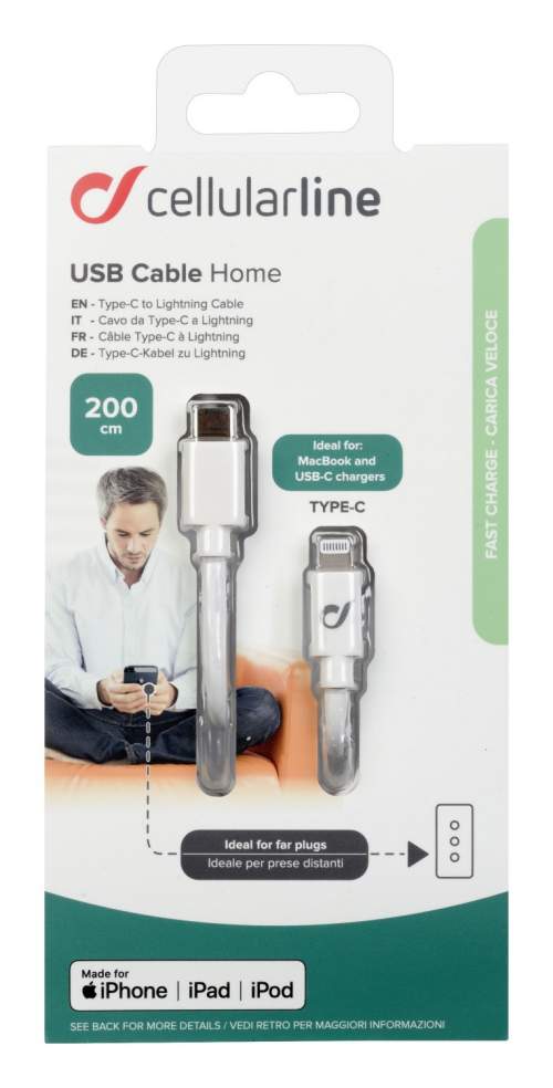 CellularLine USB datový kabel s konektorem Lightning / MFI / 2m