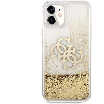 Guess TPU Big 4G Liquid Glitter Gold pro Apple iPhone 11 Transparent