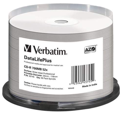 Verbatim DataLifePlus CD-R 80 Minuten 700MB 52X,