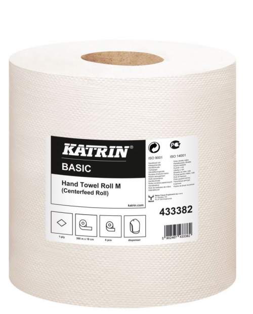 Papírové ručníky Katrin Basic M 1vrstvé, 300 m, šedé, 6 ks