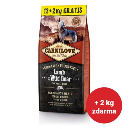 AKCE Carnilove Lamb & Wild Boar 12+2kg - jehneci a divocak