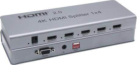 PremiumCord HDMI 2.0 splitter 1-4 porty, 4K x 2K/60Hz, FULL HD, 3D khsplit4e