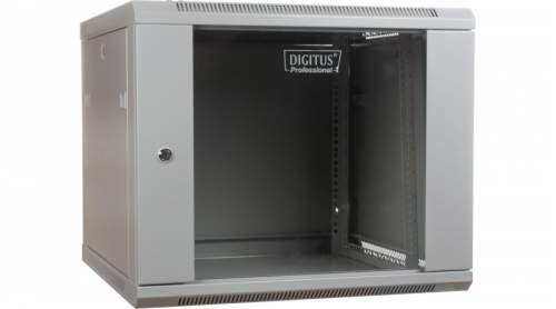 DIGITUS Wall Mount Cabinet 19'' 9U 501/600/450mm, glass door, grey, unmounted, DN-WU19 09U/450