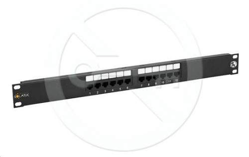 Solarix 19" Patch panel 12 x RJ45 CAT5E UTP černý