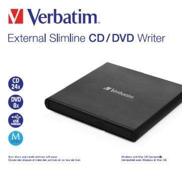 Verbatim DVD-RW Slimline, USB 2.0, černá 53504