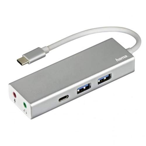 Hama HUB USB-C 3.1 Gen 1 - 2xUSB-A, USB-C, 3.5mm audio, stříbrná 135758