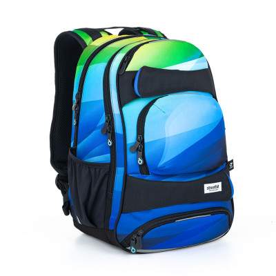 Topgal Studentský batoh v modro zelených barvách YUMI