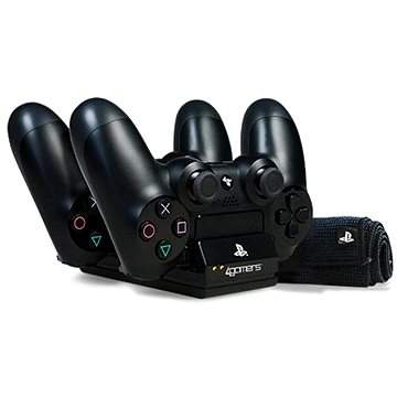 4Gamers Twin Charging Dock Black + utěrka z mikrovláken - PS4
