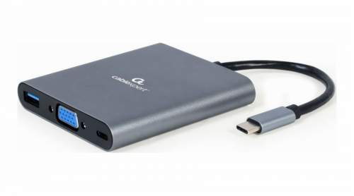Gembird A-CM-COMBO6-01 USB Type-C 6-in-1 multi-port adapter (Hub3.1 + HDMI + VGA + PD + card reader + stereo audio)  space grey