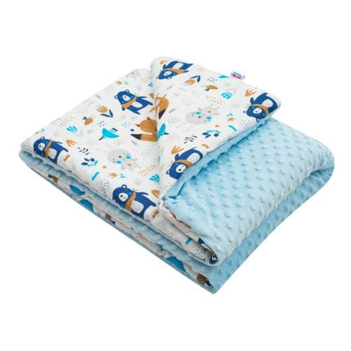New Baby Dětská deka z Minky s výplní Medvídci, modrá