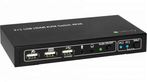 Techly 2-portový HDMI/USB KVM přepínač 2x1 s audio, 028696