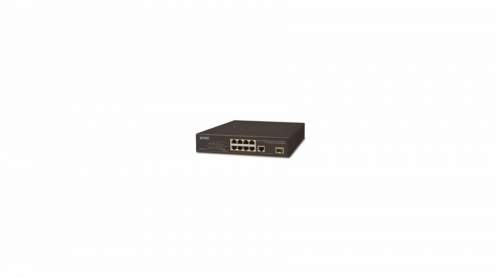 PLANET FGSD-1011HP - Switch, 8x 10/100 PoE, 1x TP + 1x SFP 1000Base-X, extend mód 10Mb, ESD, 802.3at 120W, fanless