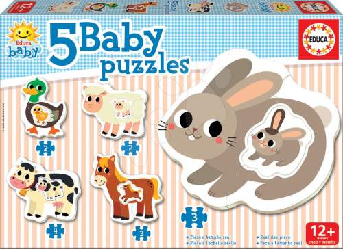 Educa Baby puzzle Zvířátka na farmě s mláďaty 5v1 (2-4 dílky) (8412668175747)