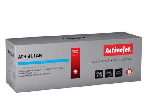 Activejet ATH-311AN toner for HP printer; HP 126A CE311A  Canon CRG-729C replacement; Premium; 1000 pages; cyan