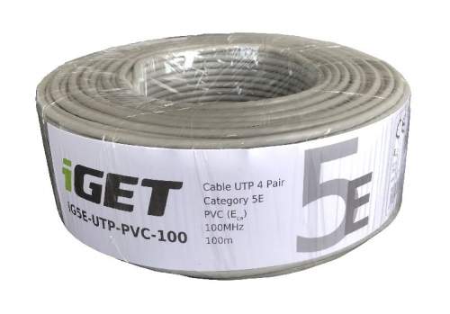 iGET  Síťový kabel CAT5E UTP PVC Eca 100m/role,