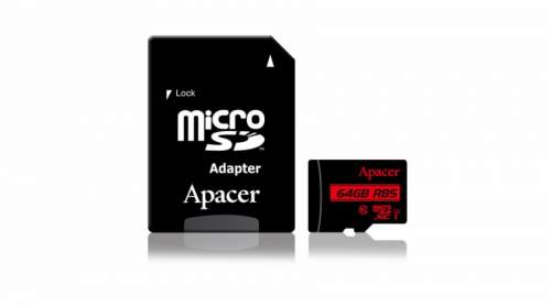 APACER AP64GMCSX10U5-R Apacer paměťová karta Micro SDXC 64GB Class 10 UHS-I +adapter