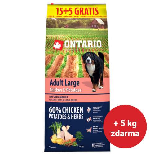 Ontario Adult Large Chicken & Potatoes 15+5kg zdarma