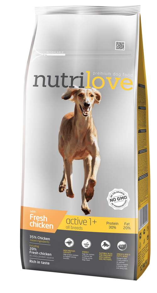 Nutrilove Dog Active fresh kuřecí 12kg