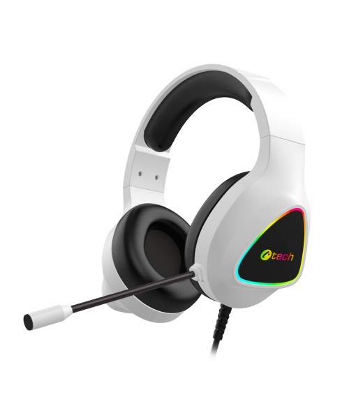Herní sluchátka C-TECH Midas (GHS-17), casual gaming, RGB podsvícení, bílá (PC)