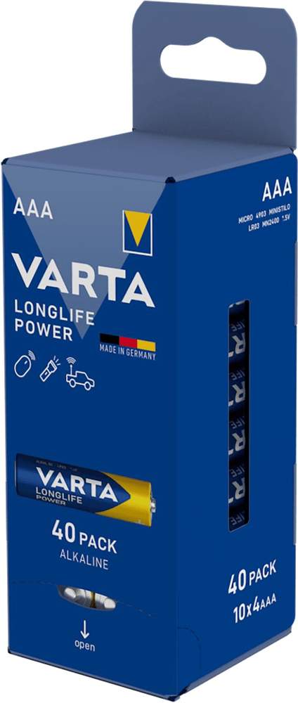Varta Baterie Longlife Power AAA Storagebox Foil 4×10 4903121154