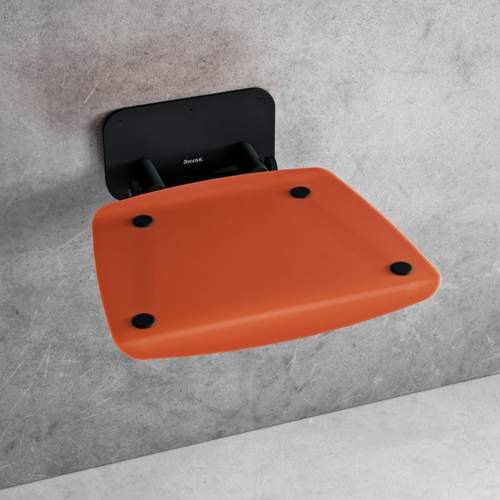 Ravak Ovo B Sprchové sedátko 360x360 mm černá/průsvitně oranžová B8F0000061