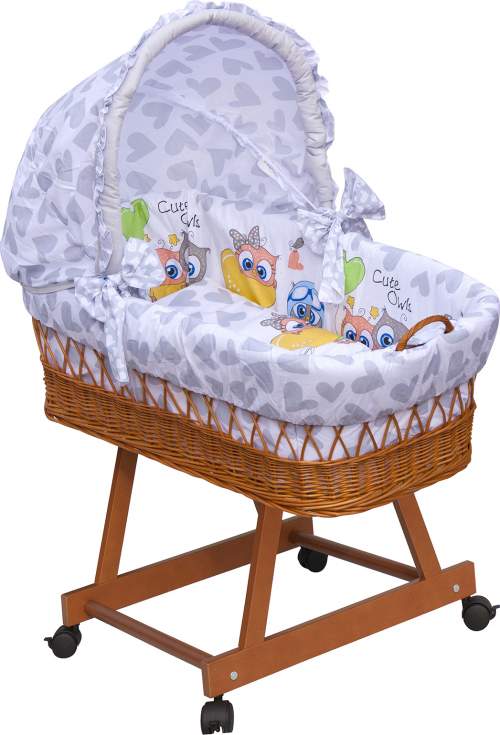 Scarlett Proutěný košík na miminko s boudičkou Kulíšek - šedá