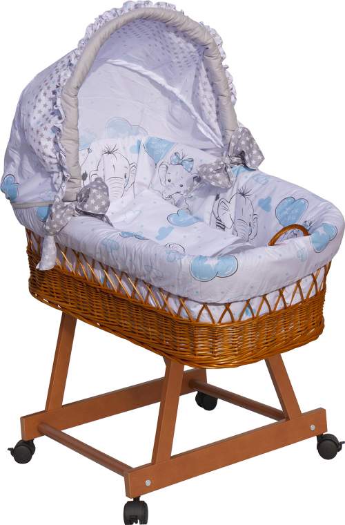 Scarlett Proutěný košík na miminko s boudičkou Gusto - modrá