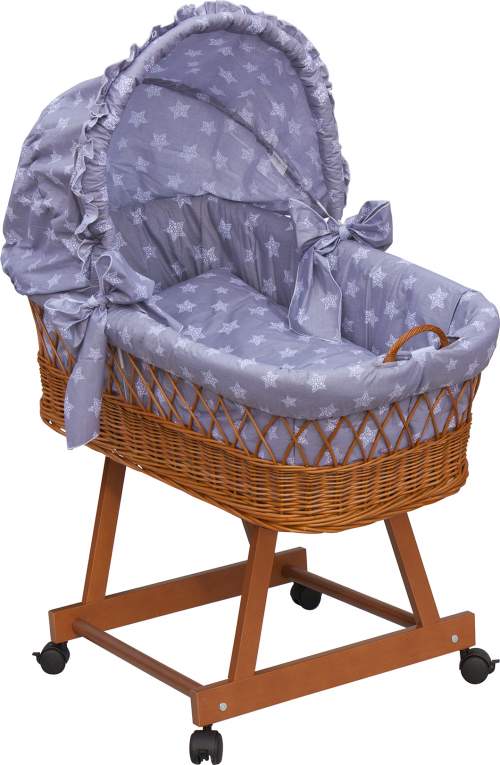 Scarlett Proutěný košík na miminko s boudičkou Hvězdička šedá
