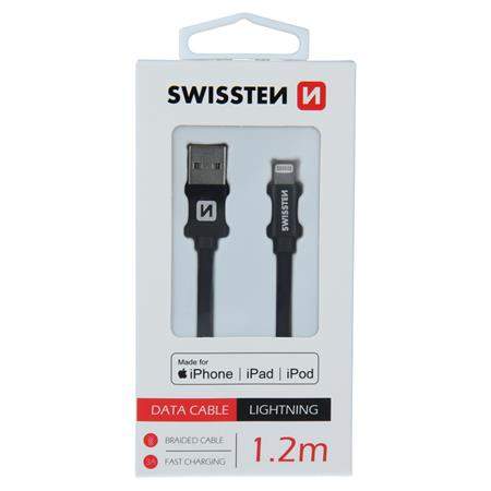Datový kabel Swissten Textile USB-C/ Lightning MFi 1,2 M, black