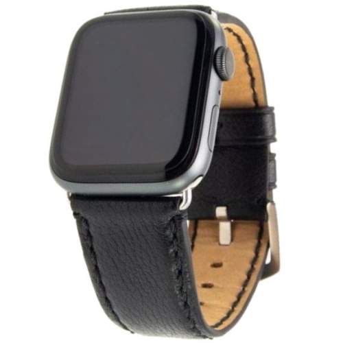 Fixed Kožený řemínek Berkeley pro Apple Watch se stříbrnou sponou černý 42/44/45mm velikost L