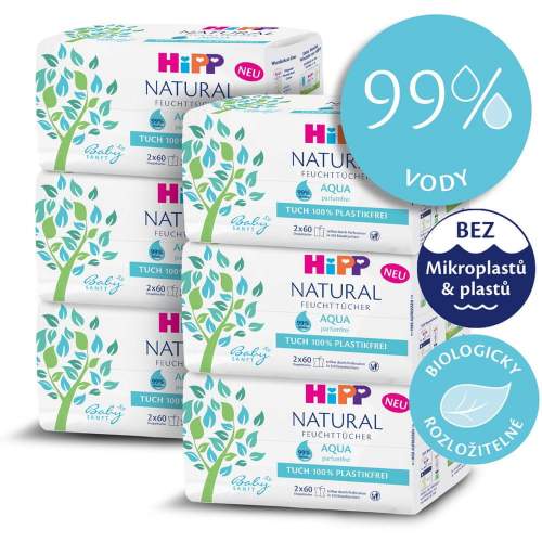 HiPP Babysanft Čistící vlhčené ubrousky Aqua Natural 6 x 2 x 60 ks