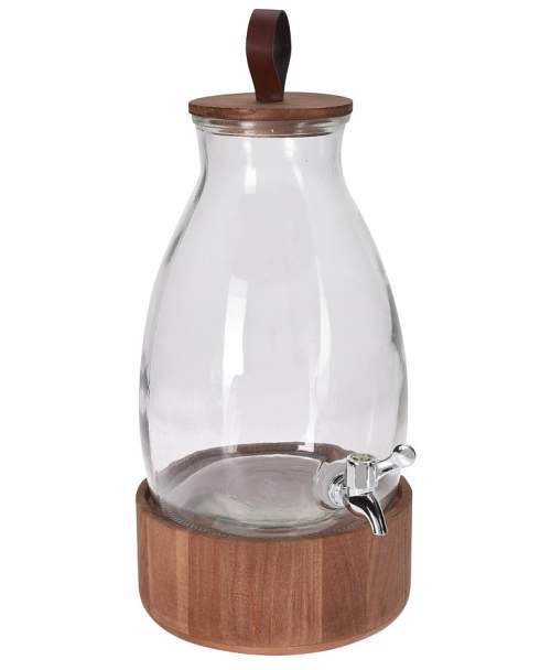 EXCELLENT Zásobník na nápoje dávkovací sklo / dřevo 5,5 l